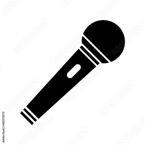 Microphone icon, audio speech symbol, record concert sign, web button design, karaoke flat speak