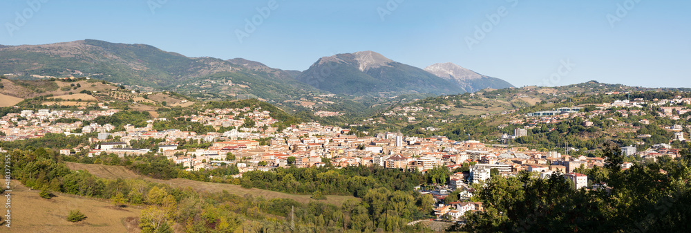 Overview of the city of Teramo and the mountain in the background