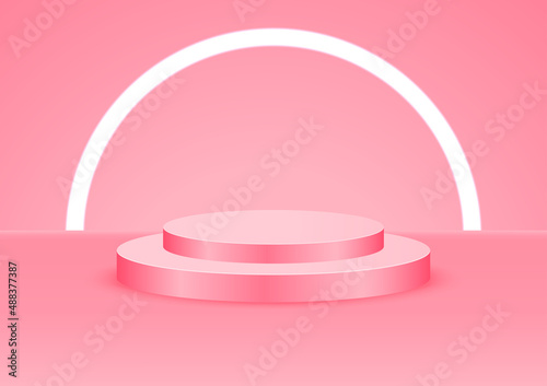 Product abstract background 3d rendering abstract stage shape pink pastel podium. Stage 3d for product in podium scene.
