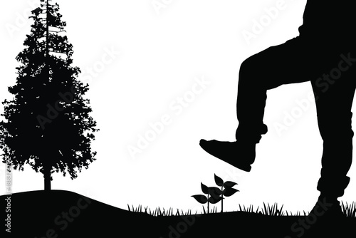Destroying Plant vector art, save plants and trees concept illustration silhouette.