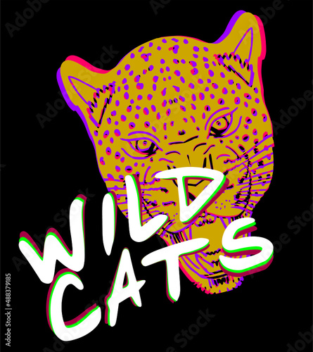 Canvas Print Tattoo tribal Wild cats graphic design vector art
