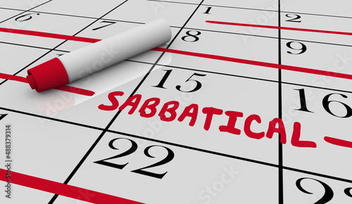 Sabbatical Calendar Extended Leave Break Vacation Days Off Dates 3d Illustration photo