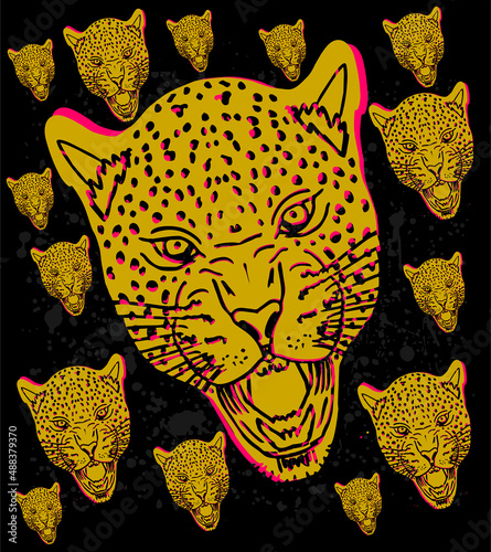 Canvas Print Tattoo tribal Wild cats graphic design vector art