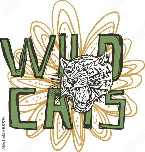 Canvas Print Tattoo tribal Wild cats graphic design vector art