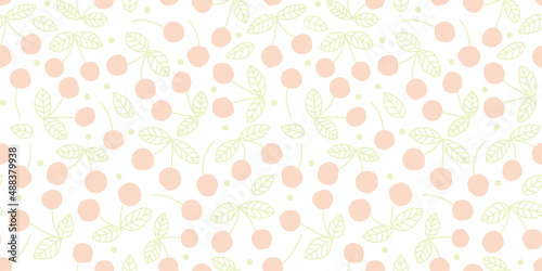 Cherry background. Seamless pattern.Vector. さくらんぼのパターン