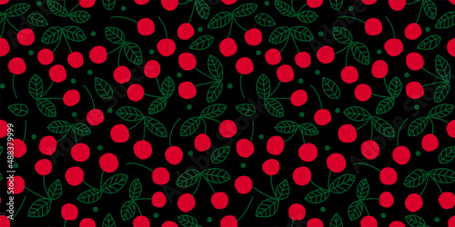 Cherry background. Seamless pattern.Vector. さくらんぼのパターン