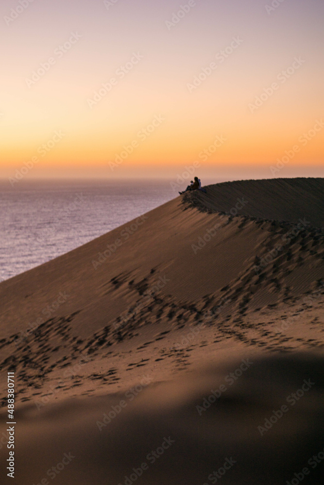 sunset in the  sand dunes