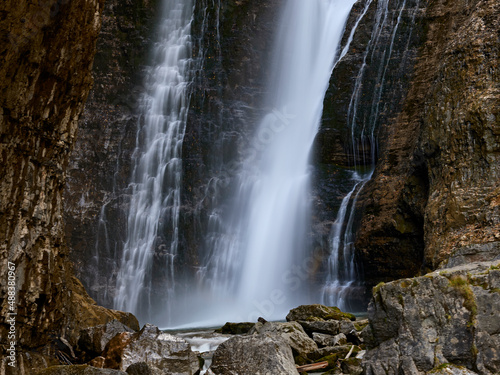 Waterfall of the strait  horsetail hiking route  Ordesa  Spain