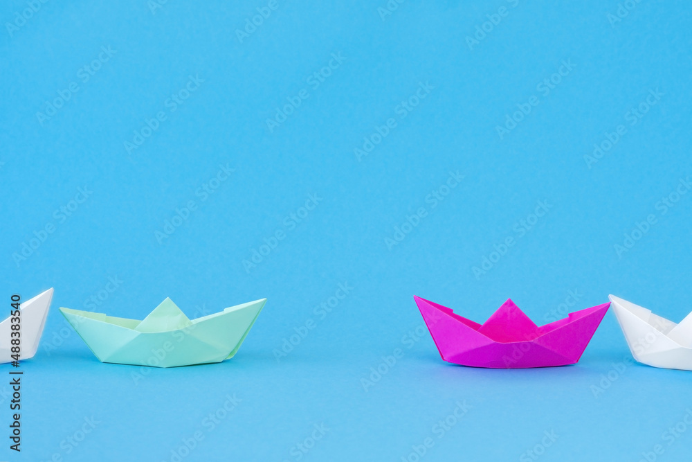 Paper Boats. color ships opposite one to one Paper Boats. color ships opposite one to one