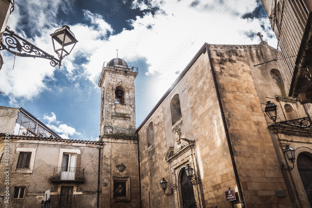 Facade of Addolorata Church in Enna, Sicily, Italy, Europe