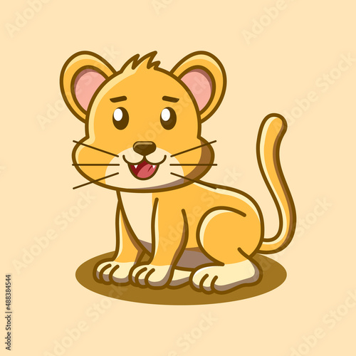 Cute baby lion icon isolated cartoon vector illustration