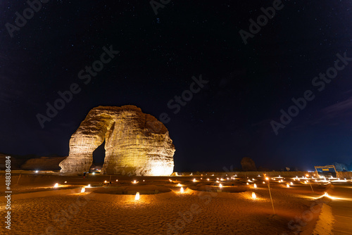 saudi arabia al ula elephant rock by night photo