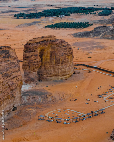 saudi arabia al ula elephant rock aerial view