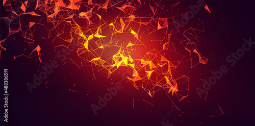 Abstract digital background with lines and points. Big data visualization. Technology science backdrop