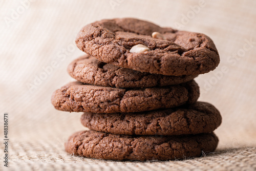 Stack of delicious homemade chocolate cookies