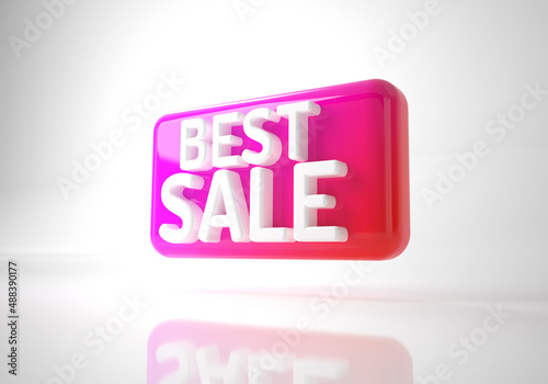 Best sale 3d text banner sales discount. 3d render graphic tag label isolated on white background