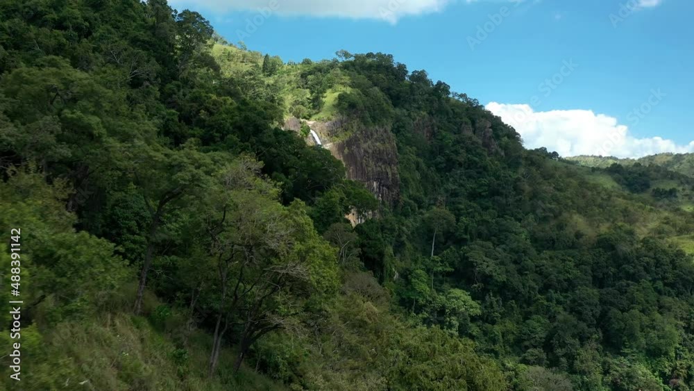 Aerial view of Diyaluma falls second highest waterfall in Sri Lanka Aerial view of Diyaluma falls second highest waterfall in Sri Lanka