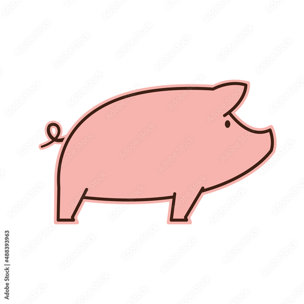 Pig doodle logo design. Pig vector. Pig symbol.