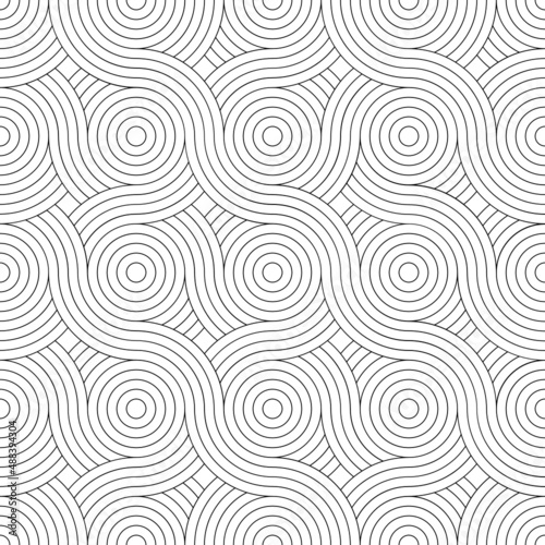 Vector seamless texture. Modern geometric background with circles. © alla_ko