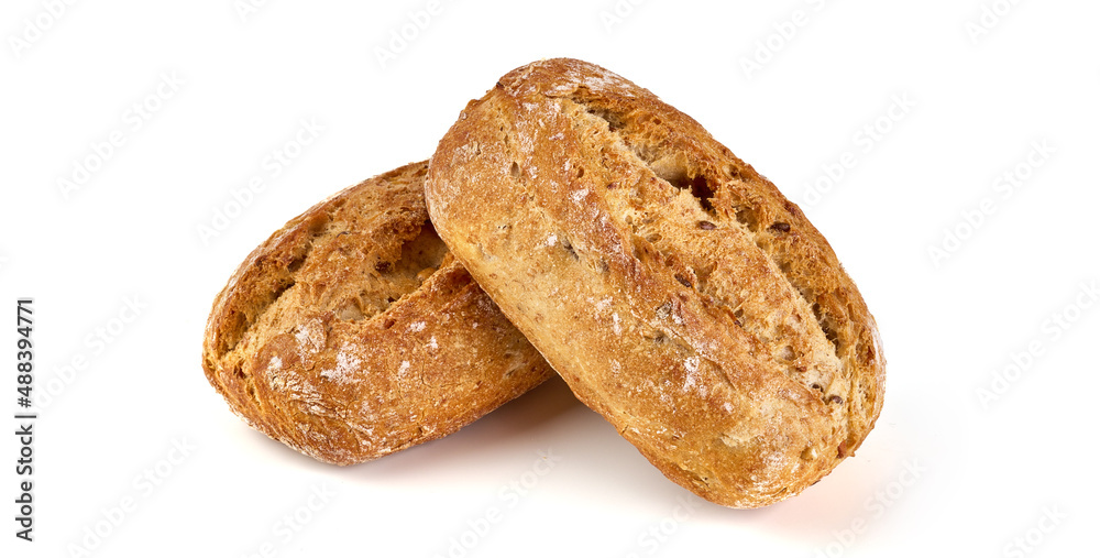 Crispbread rolls, isolated on white background.