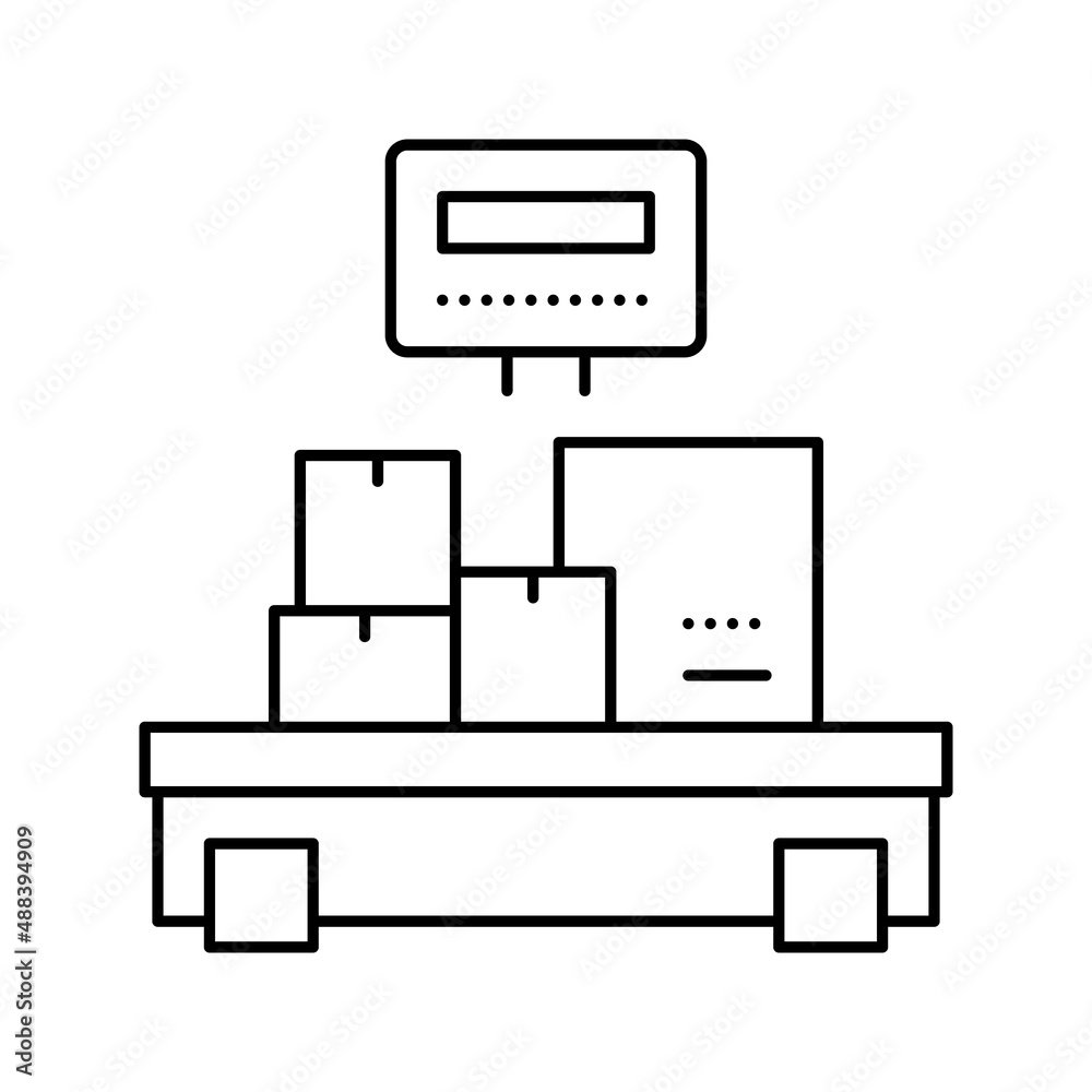 weight control boxes logistics line icon vector illustration weight control boxes logistics line icon vector illustration
