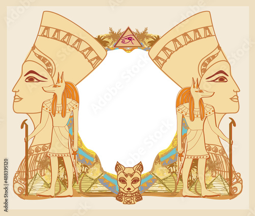 Ancient egypt abstract vintage frame