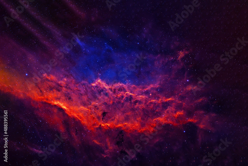 Blue space nebula with stars. Elements of this image furnished by NASA