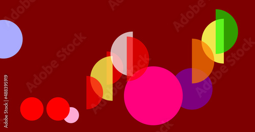 FANTASIA. Amiable ABSTRACT GEOMETRIC SHAPES. Multicolor varied figures. Cute aesthetic WALLPAPER ideas. Background design image. Creative ILLUSTRATION. Dark fund. Semicircles.
