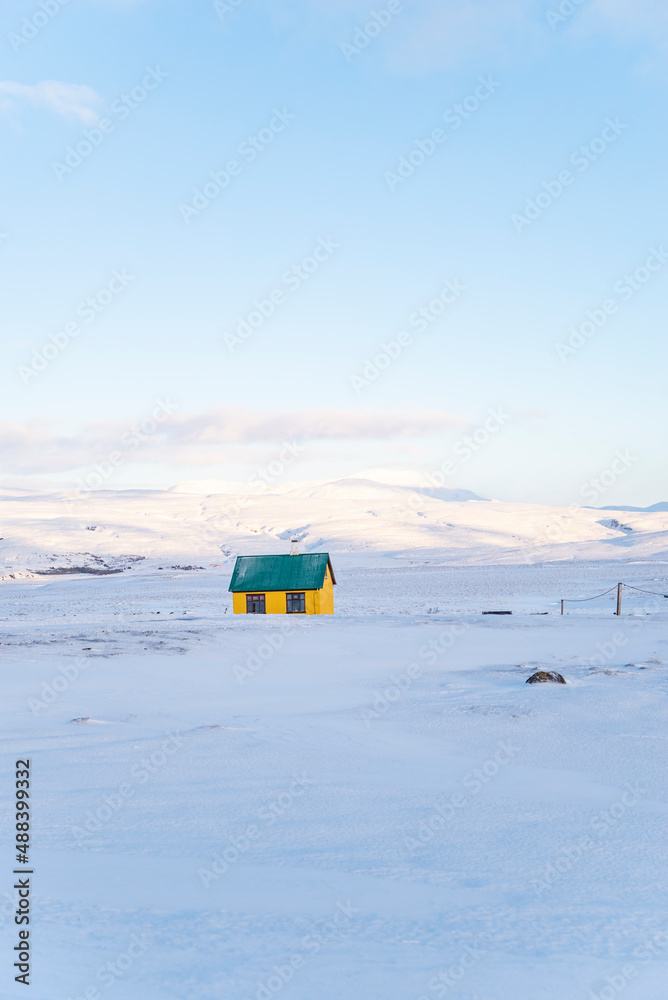 Winter landscape with little house Winter landscape with little house