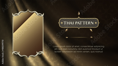 Traditional thai pattern curtain with frame Premium Vector