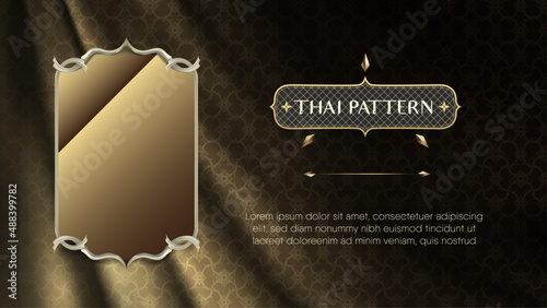 Traditional thai pattern curtain with frame Premium Vector
