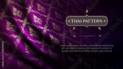 Gradient blue pink traditional thai curtain background Premium Vector