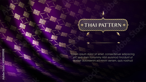 Gradient blue pink traditional thai curtain background Premium Vector