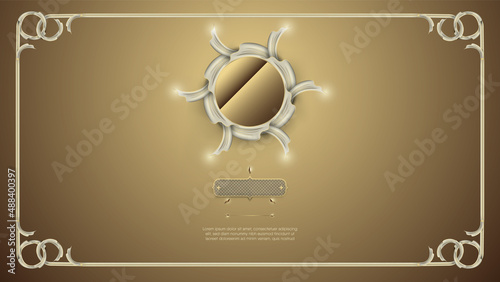 Frame on royal white edges background