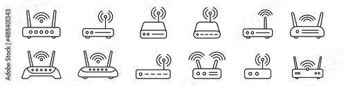 Router line icon. Router related signal icon isolated, wifi router.