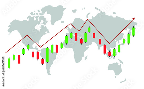 Graph of the stock market or foreign exchange market. Financial investment. Statistics to invest in stocks. Cover of trading and brokers of the world.