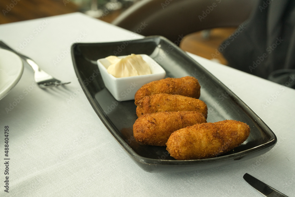 Delicious croquettes, spanish cover. Delicious croquettes, spanish cover.