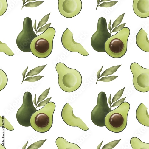 Seamless pattern with avocado. Pattern for collages, wrapping paper, covers, fabrics.