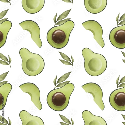 Seamless pattern with avocado. Pattern for collages, wrapping paper, covers, fabrics.