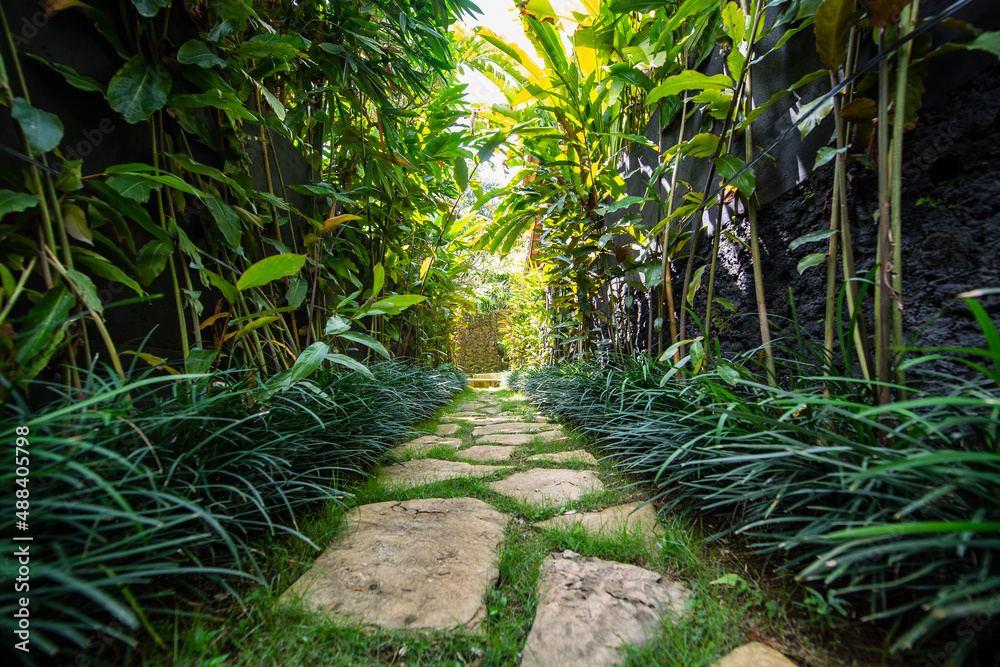 garden path at luxury resort in Bali garden path at luxury resort in Bali
