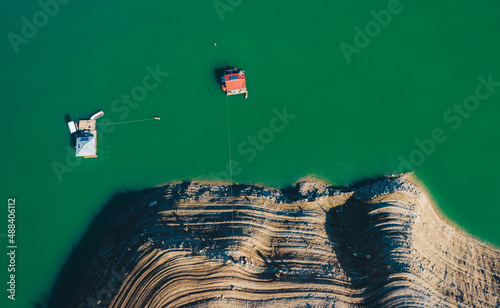 aerial view of lake shore