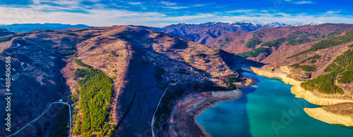 panoramic view of the lake in the mountains