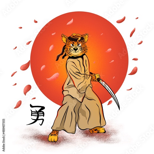 Фотография Character design tiger samurai as a symbol