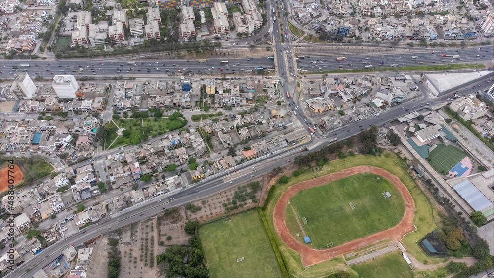 Aerial view of Santiago de Surco in Lima