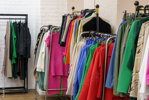 Women's clothing store with colorful fashionable clothes.