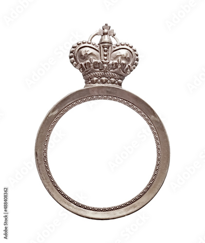 Silver frame for paintings, mirrors or photo isolated on white background. Design element with clipping path