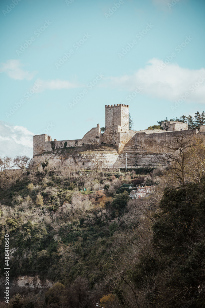 View of Lombardia Castle in Enna, Sicily, Italy, Europe