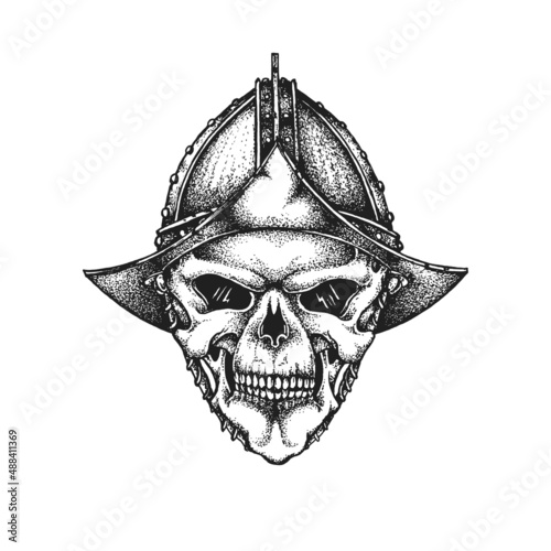 Premium Vector  Indian warrior skull tattoo symbolic design