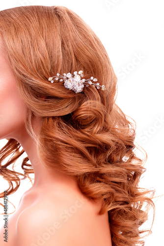 Beautiful female hair style against white background, isolated