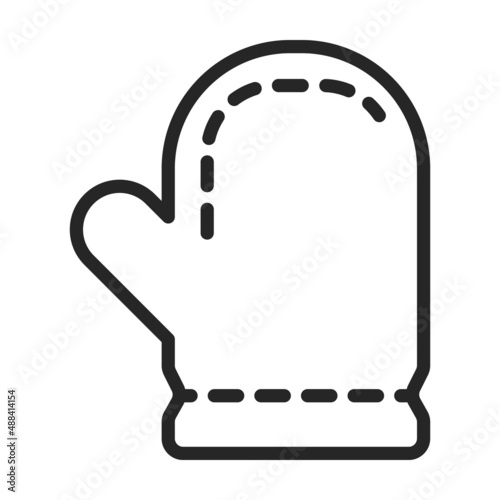 Mitten potholder vector outline icon. Vector illustration kitchenware on white background. Isolated outline illustration icon of mitten potholder .